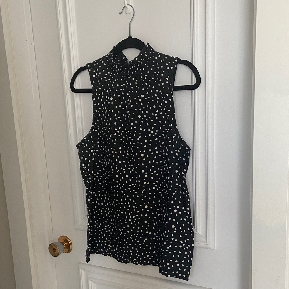 Twik Black and White Dotted Sleeveless Blouse
